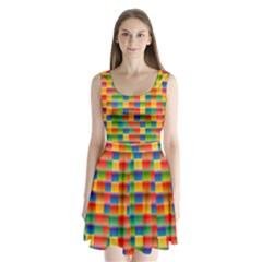 Background Colorful Abstract Split Back Mini Dress  by HermanTelo