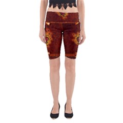 Beautiful Heart With Leaves Yoga Cropped Leggings by FantasyWorld7