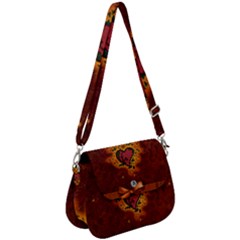 Beautiful Heart With Leaves Saddle Handbag by FantasyWorld7