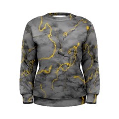 Marble Neon Retro Light Gray With Gold Yellow Veins Texture Floor Background Retro Neon 80s Style Neon Colors Print Luxuous Real Marble Women s Sweatshirt by genx