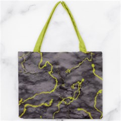 Marble Light Gray With Green Lime Veins Texture Floor Background Retro Neon 80s Style Neon Colors Print Luxuous Real Marble Mini Tote Bag by genx