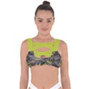 Marble light gray with green lime veins texture floor background retro neon 80s style neon colors print luxuous real marble Bandaged Up Bikini Top View1