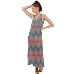 Pattern Background Texture Colorful V-neck Chiffon Maxi Dress by HermanTelo