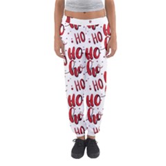 Christmas Watercolor Hohoho Red Handdrawn Holiday Organic And Naive Pattern Women s Jogger Sweatpants by genx