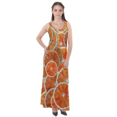 Oranges Background Texture Pattern Sleeveless Velour Maxi Dress by HermanTelo