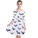 Bats Pattern Quarter Sleeve Waist Band Dress View1