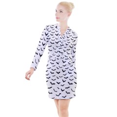 Bats Pattern Button Long Sleeve Dress by Sobalvarro