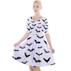 Bats Pattern Quarter Sleeve A-line Dress by Sobalvarro