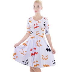 Pumpkin Faces Pattern Quarter Sleeve A-line Dress by Sobalvarro