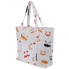 Pumpkin Faces Pattern Zip Up Canvas Bag by Sobalvarro