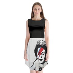 Banksy Graffiti Uk England God Save The Queen Elisabeth With David Bowie Rockband Face Makeup Ziggy Stardust Sleeveless Chiffon Dress   by snek