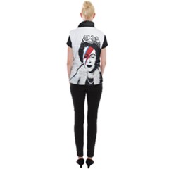 Banksy Graffiti Uk England God Save The Queen Elisabeth With David Bowie Rockband Face Makeup Ziggy Stardust Women s Button Up Vest by snek