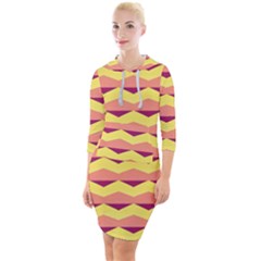 Background Colorful Chevron Quarter Sleeve Hood Bodycon Dress by HermanTelo