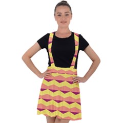 Background Colorful Chevron Velvet Suspender Skater Skirt by HermanTelo