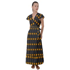 Pattern Illustrations Plaid Flutter Sleeve Maxi Dress by HermanTelo