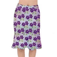 Purple Flower Short Mermaid Skirt by HermanTelo