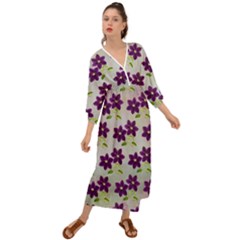 Purple Flower Grecian Style  Maxi Dress by HermanTelo