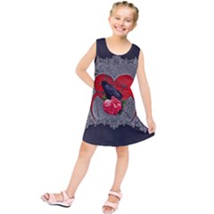 Wonderful Crow On A Heart Kids  Tunic Dress by FantasyWorld7