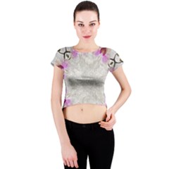 Orchidées Fleurs Abstrait Crew Neck Crop Top by kcreatif