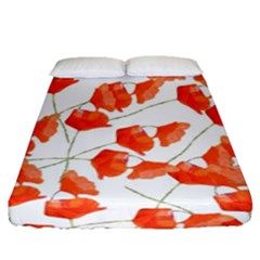 Pattern Coquelicots  Fitted Sheet (queen Size) by kcreatif