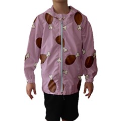 Turkey Leg Pattern - Thanksgiving Kids  Hooded Windbreaker by Valentinaart