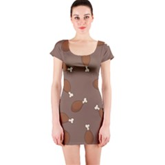 Turkey Leg Pattern - Thanksgiving Short Sleeve Bodycon Dress by Valentinaart