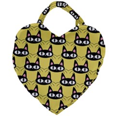 Cute Black Cat Pattern Giant Heart Shaped Tote by Valentinaart