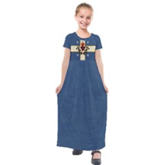 Quebec Flag Drapeau Québec Patriote Carillon Sacré-coeur Christian Catholic Old Vintage With Fleurs De Lys Kids  Short Sleeve Maxi Dress by Quebec