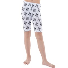 French France Fleur De Lys Metal Pattern Black And White Antique Vintage Kids  Mid Length Swim Shorts by Quebec