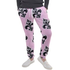 French France Fleur De Lys Metal Pattern Black And White Antique Vintage Pink And Black Rocker Men s Jogger Sweatpants by Quebec