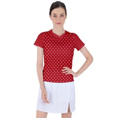 Pois Doré / Rouge Women s Mesh Sports Top by kcreatif