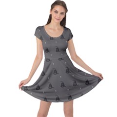 Gadsden Flag Don t Tread On Me Black And Gray Snake And Metal Gothic Crosses Cap Sleeve Dress by snek