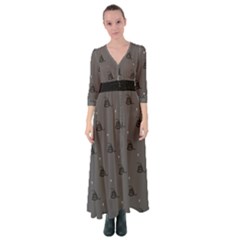 Gadsden Flag Don t Tread On Me Black And Gray Snake And Metal Gothic Crosses Button Up Maxi Dress by snek