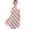 White Candy Cane Pattern with Red and Thin Green Festive Christmas Stripes Tie Up Tunic Dress View1