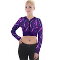 Retrowave Aesthetic vaporwave retro memphis pattern 80s design geometric shapes futurist purple pink blue neon light Long Sleeve Cropped Velvet Jacket View1