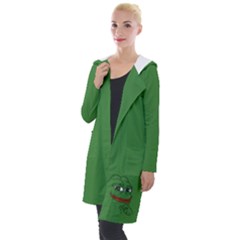 Pepe The Frog Smug Face With Smile And Hand On Chin Meme Kekistan All Over Print Green Hooded Pocket Cardigan by snek