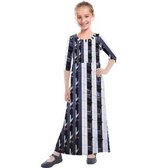 Architecture Building Pattern Kids  Quarter Sleeve Maxi Dress by Amaryn4rt