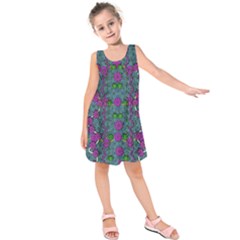 The Most Beautiful Flower Forest On Earth Kids  Sleeveless Dress by pepitasart