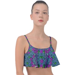 The Most Beautiful Flower Forest On Earth Frill Bikini Top by pepitasart