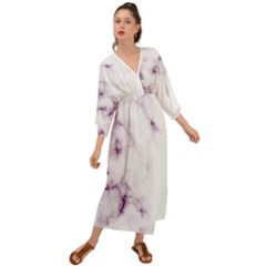 White Marble Violet Purple Veins Accents Texture Printed Floor Background Luxury Grecian Style  Maxi Dress by genx