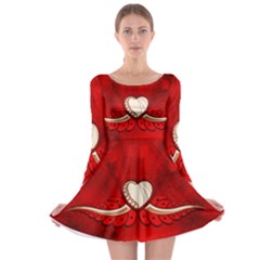 Love, Wonderful Elegant Heart Long Sleeve Skater Dress by FantasyWorld7