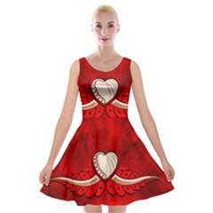 Love, Wonderful Elegant Heart Velvet Skater Dress by FantasyWorld7