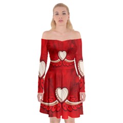 Love, Wonderful Elegant Heart Off Shoulder Skater Dress by FantasyWorld7