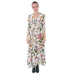 Floral Pattern Button Up Maxi Dress by Valentinaart