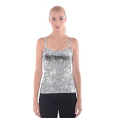 Silver And White Glitters Metallic Finish Party Texture Background Imitation Spaghetti Strap Top by genx