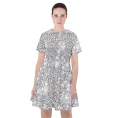 Silver And White Glitters Metallic Finish Party Texture Background Imitation Sailor Dress by genx