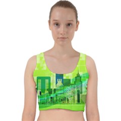 Architecture Skyline Velvet Racer Back Crop Top by Wegoenart