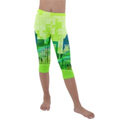 Architecture Skyline Kids  Lightweight Velour Capri Leggings  by Wegoenart