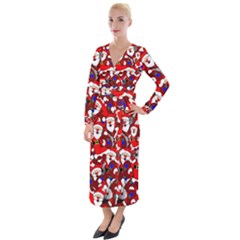 Nicholas Santa Christmas Pattern Velvet Maxi Wrap Dress by Wegoenart