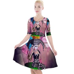 Cute Little Harlequin Quarter Sleeve A-line Dress by FantasyWorld7